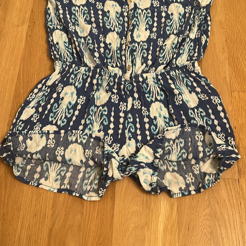 Lilly Pulitzer Elsa Indigo Blue Get in Line Long Sleeve Romper Women’s Size XS - Picture 9 of 16